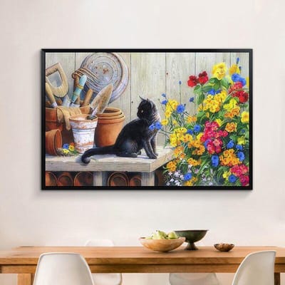 Diamond Painting Cat Garden DIY 5D Diamantborduurwerk 20X30CM gray