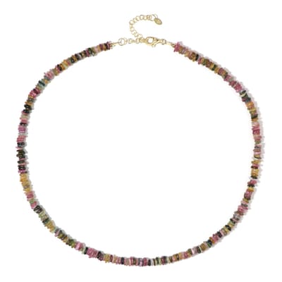 Cavill - Zilveren Halsketting met Toermalijnen 84,397 ct - 925 Sterling Zilver Verguld - Verstelbaar 45-50 cm - Kleurrijke Madagaskar Natuursteen