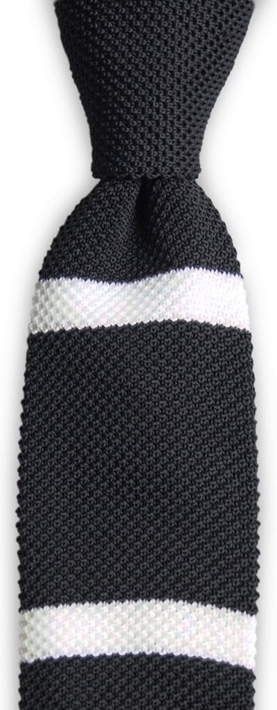 We Love Ties - Stropdassen - Stropdas gebreid zwart streep - zwart / wit