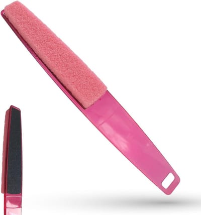 Voetvijl Dubbelzijdig - Puinsteen Schuurvlak - Voeten Verzorgen - Ergonomisch Handvat - 27.4 cm - Roze