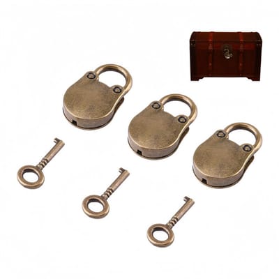 Mini Hangsloten Set - 3 Stuks met 3 Sleutels - Zinklegering -Vintage Antieke Stijl - Multifunctioneel - Home Hardware Decoratie voor Kleine Bagage, Sieradendoos, Opbergdoos, Dagboek