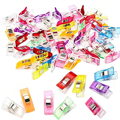 60 stuks naaiklemmen, stofklemmen, meerkleurige kunststof clips voor naaien, breien en haken, praktische naaiaccessoires voor stoffen, kleding en quilten, willekeurige kleuren, naaiclips