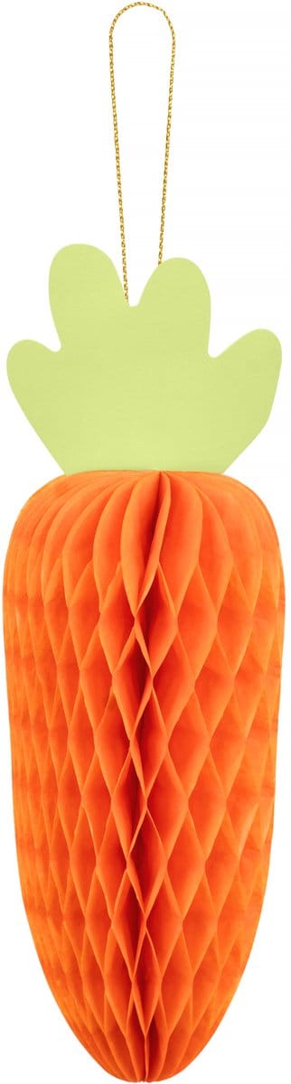 PARTYDECO - Wortel honingraat papieren decoratie 20 cm voor Pasen