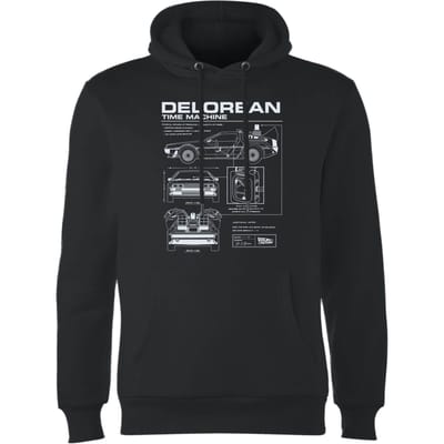 Back to the Future DeLorean Schematic Hoodie - Zwart - S