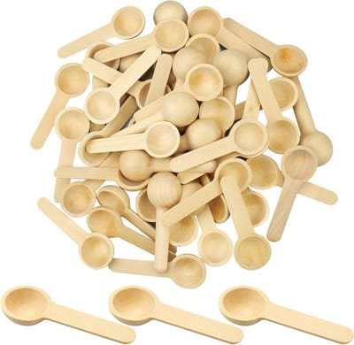 Kleine Houten Lepels Set van 50 Stuks - Natuurlijke Lepels voor Specerijen, Suiker, Honing en IJs (6.8 x 2.2 x 1cm)