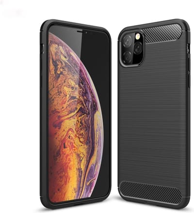 Peachy Carbon Armor beschermhoes shockproof TPU geschikt voor iPhone 11 Pro Max - Zwart