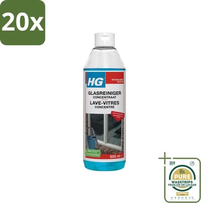 20 x HG Glasreiniger Concentraat 500 ml - Grootverpakking - Glas Reinigen - Streeploos Reinigen - Ramen Reinigen - Glazen Reiniger - Reinigingsmiddel