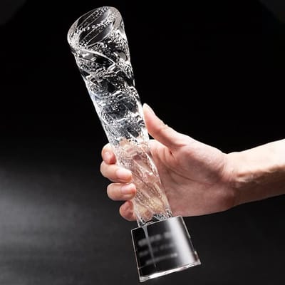 Kristallen Draak Trofee - Award Cup - Prestaties Vieren - Gegraveerd met Drakenmotief - 5.5x20cm - Helder