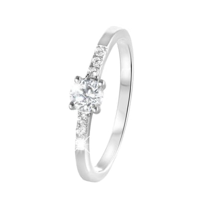 Lucardi Meisjes Kinder ring met plating - Rond - Zirkonia - Cadeau - Echt Zilver - Zilverkleurig