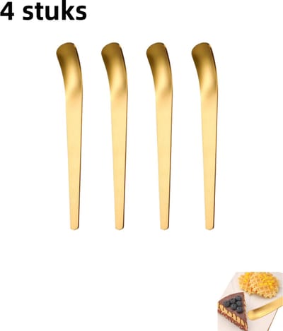 Dessertlepel van roestvrij staal, 4-delig - geschikt voor het eten van cake, kaas, koffielepel - platte kop, prachtige yoghurtlepel met vierkante kop - goud groot (mat)