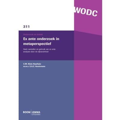 Ex Ante Onderzoek In Metaperspectief - Onderzoek En Beleid - C.M. Klein Haarhuis