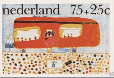 Briefkaart met afbeelding Caravan postzegel