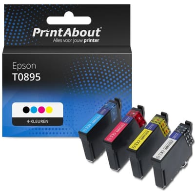 PrintAbout huismerk Inktcartridge T0895 4-kleuren Multipack Geschikt voor Epson