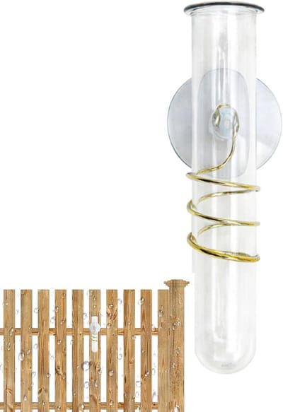 Regenmeter - Maatbeker Watermeter - Tuin Bewatering - Vorstbestendig Gietijzer - 14 x 5.5 x 4.5 cm - Transparant