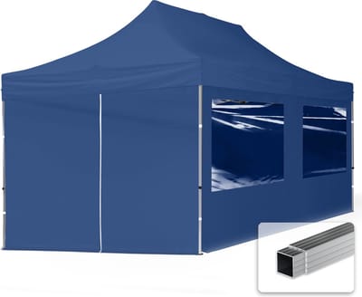3x6 m Easy Up partytent Vouwpaviljoen, ECONOMY alu 32mm met zijwanden (panorama), blauw