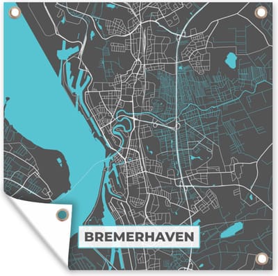 Tuin poster Stadskaart – Bremerhaven – Duitsland – Plattegrond – Kaart - 200x200 cm - Tuindoek