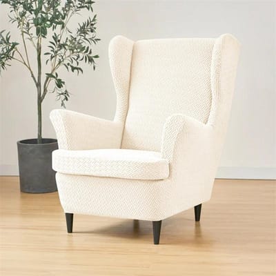 Elastische Fauteuilhoes Effen Kleur Stofdicht Fauteuil Slipcover Antislip Anti-kattenkras Stretch Bankhoes voor Woonkamer 1set white