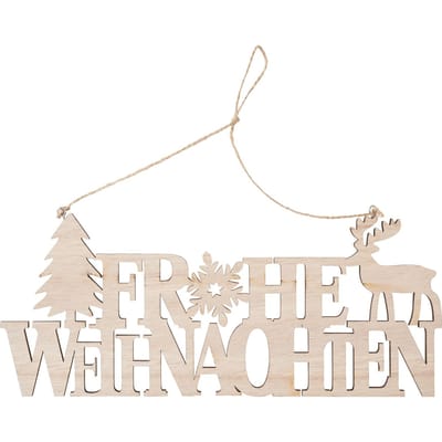 VBS Houten decoratieve hanger / letters "Frohe Weihnachten"