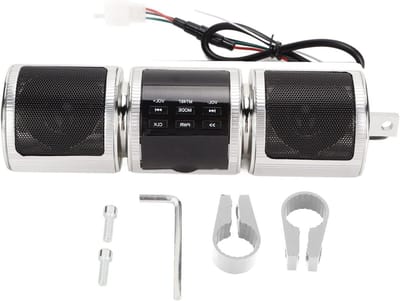 Motor Bluetooth Luidspreker - Stuuraudio Systeem - Muziek Luisteren Onderweg - IP54 Waterdicht Ontwerp - 205 x 6 cm - Zilver