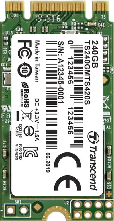 Transcend 420S SATA M.2 SSD 2242 harde schijf – 240 GB M.2 SATA 6 Gb/s