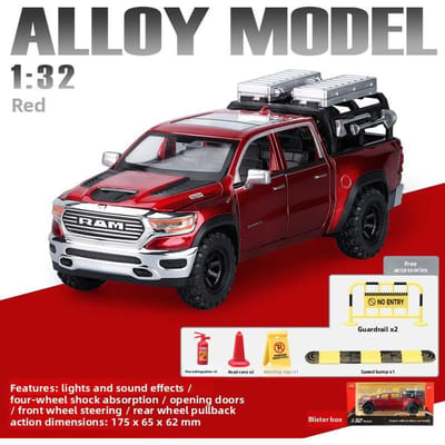 Simulatie 1:32 Ram 1500 Pick-up Truck Model Legering Off-Road Voertuig Speelgoed Met Licht En Geluid Pull-Back Verzameling Minatuur