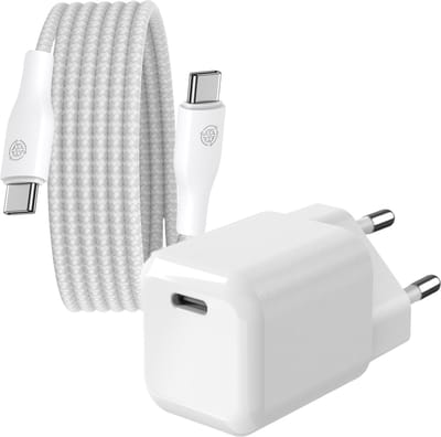 30w GaN Charger + usb C kabel 3 meter - Oplader met Fast Charge - Usb C adapter 30w - Kleine usb C stekker + Oplaadkabel usb C