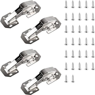 Kastscharnieren - 113 × 43 mm (5 inch) - Schroefvergrendelde softclose scharnieren met veren voor zware kastdeuren, 90°. Scharnieren voor kastmeubelen - Wordt geleverd met 32 gedempte schroeven.