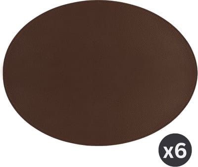 ZICZAC - Placemat TRUDO - SET/6 - lederlook - 33x45 cm - Ovaal, donkerbruin