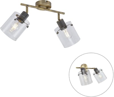 QAZQA domo - Moderne Plafondlamp - 2 lichts - L 35 cm - Brons - Woonkamer | Slaapkamer | Keuken