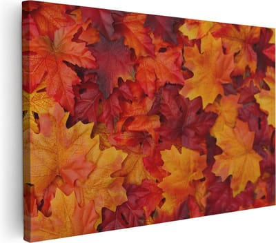 Artaza Canvas Schilderij Herfstbladeren - 60x40 cm - Wanddecoratie Herfst - Muurdecoratie Natuur - Decoratie Bladeren