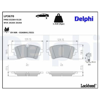 Remblokset DELPHI LP3670, achter