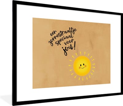 Fotolijst incl. Poster - Sterkte - Spreuken - Geel - Zon - 80x60 cm - Posterlijst