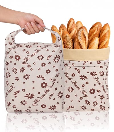 Broodzakken, 43 x 33 cm, herbruikbare broodzakken, linnen met natuurlijke bijenwas binnenzak, voor het bewaren van brood, lang vers houden, voor zelfgemaakt brood, zuurdeeg