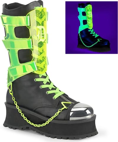 DemoniaCult - GRAVEDIGGER255 Plateau Laarzen - US 4 - 36 Shoes - Zwart/Groen