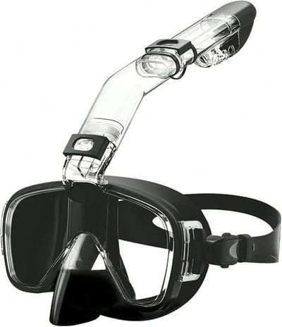 Duikmasker met anticondenslaag en neusbescherming- zwemmasker- duikmasker en snorkel- zwart- maat L- sportuitrusting- duiken en snorkelen.