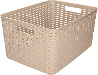 Plasticforte Opbergmand - Kastmand - rotan kunststof - taupe - 18 Liter - 29 x 39 x 20 cm