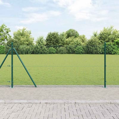 vidaXL - gelast - draadhek - met - betonnen - voetstuk - 10 - x - 0,8 - m - Groen - Mesh