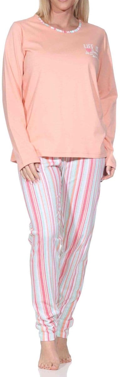 Normann dames lange pyjama in elegante strepenlook