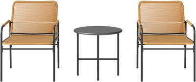 Outsunny-Rattan Bistroset-Stahl, PE-Rattan-54L x 66B x 76H cm-Gelb