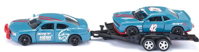 SIKU 2565, Dodge Charger met Dodge Challenger SRT Racing, hemelsblauw, metaal/kunststof, 1:55, deuren kunnen open