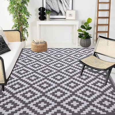 weerbestendig, 180 x 270 cm, grootformaat, omkeerbaar, kunststof, stro, omkeerbaar, uv-bestendig, antislip, voor tuin, outdoor, picknick, thuis en buiten
