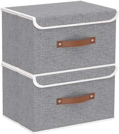 Unyqoos ® Opvouwbare Stoffen Opbergdozen met Deksel voor Slaapkamer, Kledingopslag, Wasbaar en Ruimtebesparend, 2 Stuks
