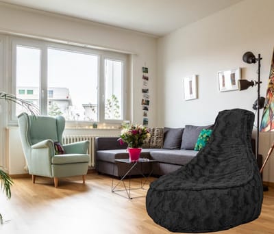 Drop & Sit Stoel Zitzak Bont - Zitzakfauteuil - Woonkamerzitzak - Zwart - Senior