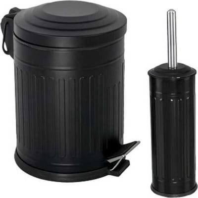 Tiss®  -  Pedal Bin Vintage Pedaalemmer 2-delig - badkamer en toilet- 5 l - Zwart