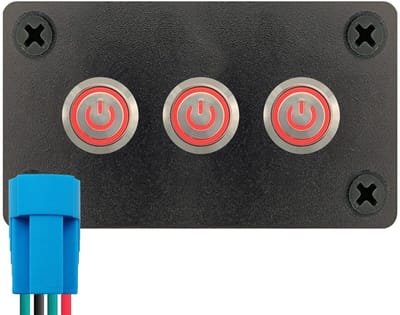 ProRide Metalen Drukschakelaars ON-OFF 220V - 12mm - Drievoudig inbouwpaneel - IP67 - LED indicatie Rood