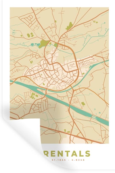 Muurstickers - Sticker Folie - Herentals - België - Stadskaart - Kaart - Plattegrond - 20x30 cm - Plakfolie - Muurstickers Kinderkamer - Zelfklevend Behang - Zelfklevend behangpapier - Stickerfolie