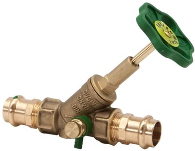 Schlösser Armaturen JS Vrijstroomventiel, met persaansluiting (binnendraad), met aftapping, met stijgende spindel, DN20, persdiameter 22mm, DVGW gekeurd, 0015182200001