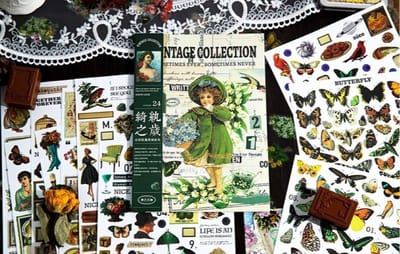 Vintage stickers - Volume stickerboek 1 - 24 vellen - Hobbystickers o.a voor bulletjournal, scrapbooking en het maken van kaarten