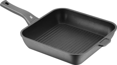 Premium 28cm inductie grillpan aluminium gecoat - ideaal voor knapperig braden - vierkante pan met kunststof handvat