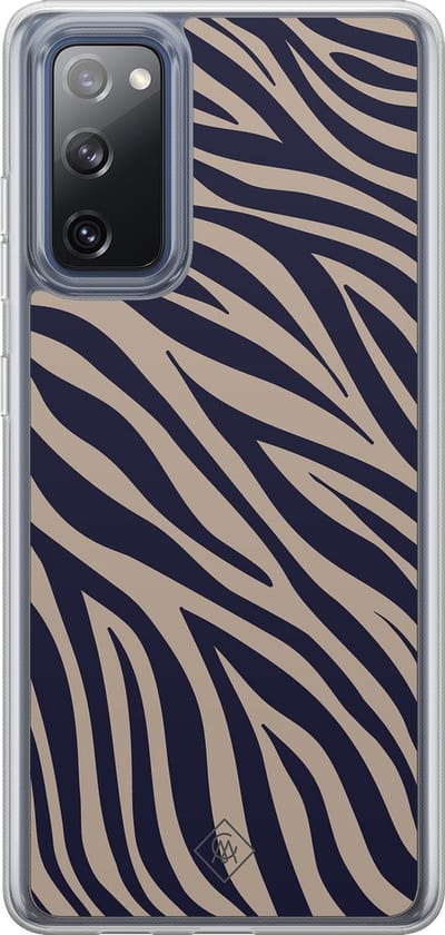 Casimoda® hoesje - Geschikt voor Samsung Galaxy S20 FE - Wavy Twist - 2-in-1 case - Schokbestendig - Natuur - Verhoogde randen - Blauw, Transparant